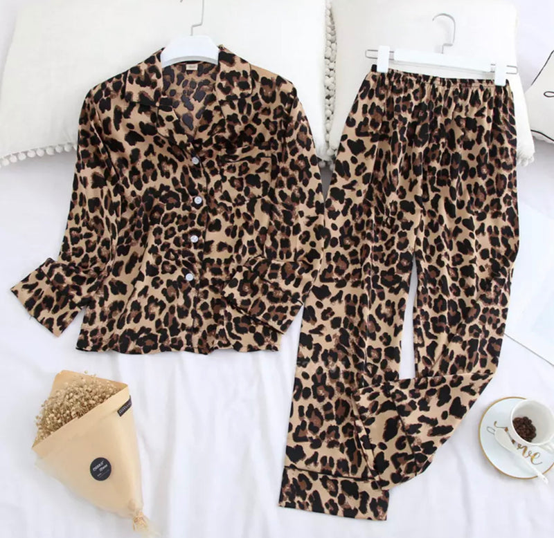 The Mama Leopard Satin Pajamas